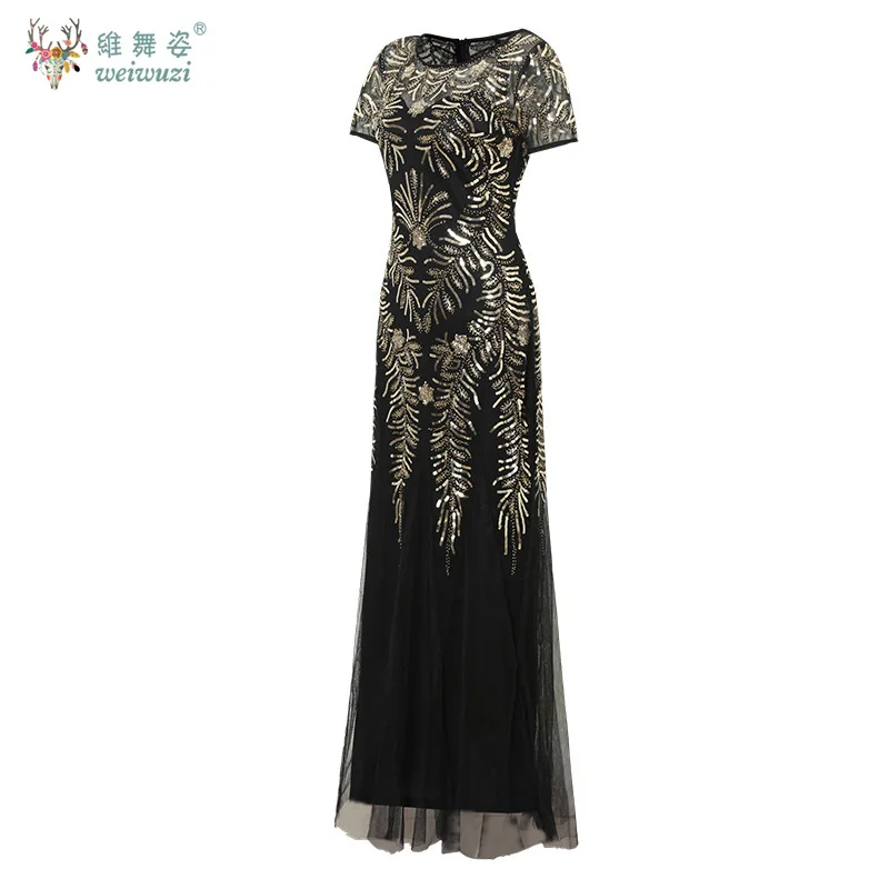 スパンコールサマードレス女性ブライズメイドイブニングドレスメッシュボディコンウェディングパーティードレス Vestidos ゴージャスなラウンドネック半袖