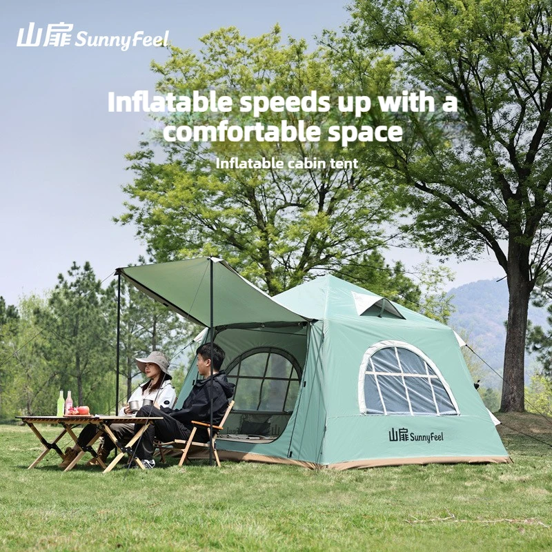 

SunnyFeel Outdoor Exquisite Camping Camp Tent Free 210D Oxford Cloth Construction Quick Open Rainproof Inflatable Cabin Tent