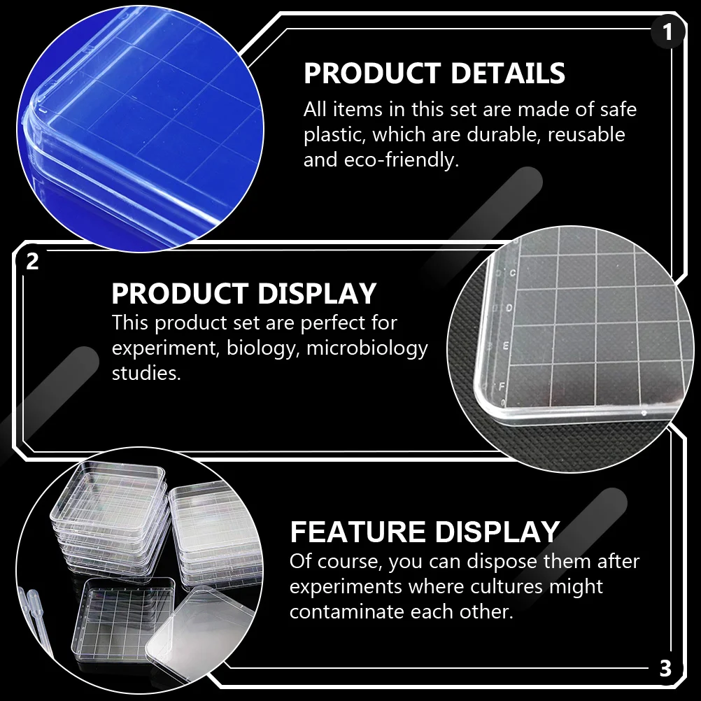 

5Pcs Durable Culture Petri Dish Set Safe Reusable Eco-Friendly Laboratory Scientific Studies Plastic Petri Dish