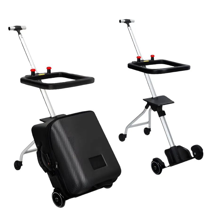 

RideOn Suitcase,Kids RideOn luggage, Kids Luggage Set, Travel Student Trolley Boarding Toy Box, 2in1 Case amp Baby Stroller,Blac