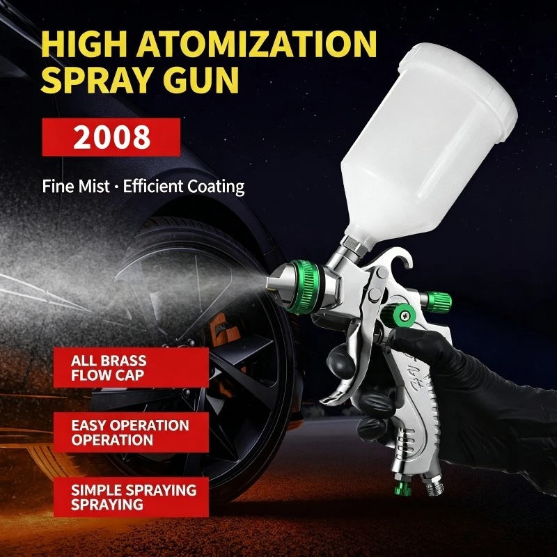 2008 spray gun upper pot automotive sheet metal high atomization spray painting multi-caliber large-capacity pneumatic coating