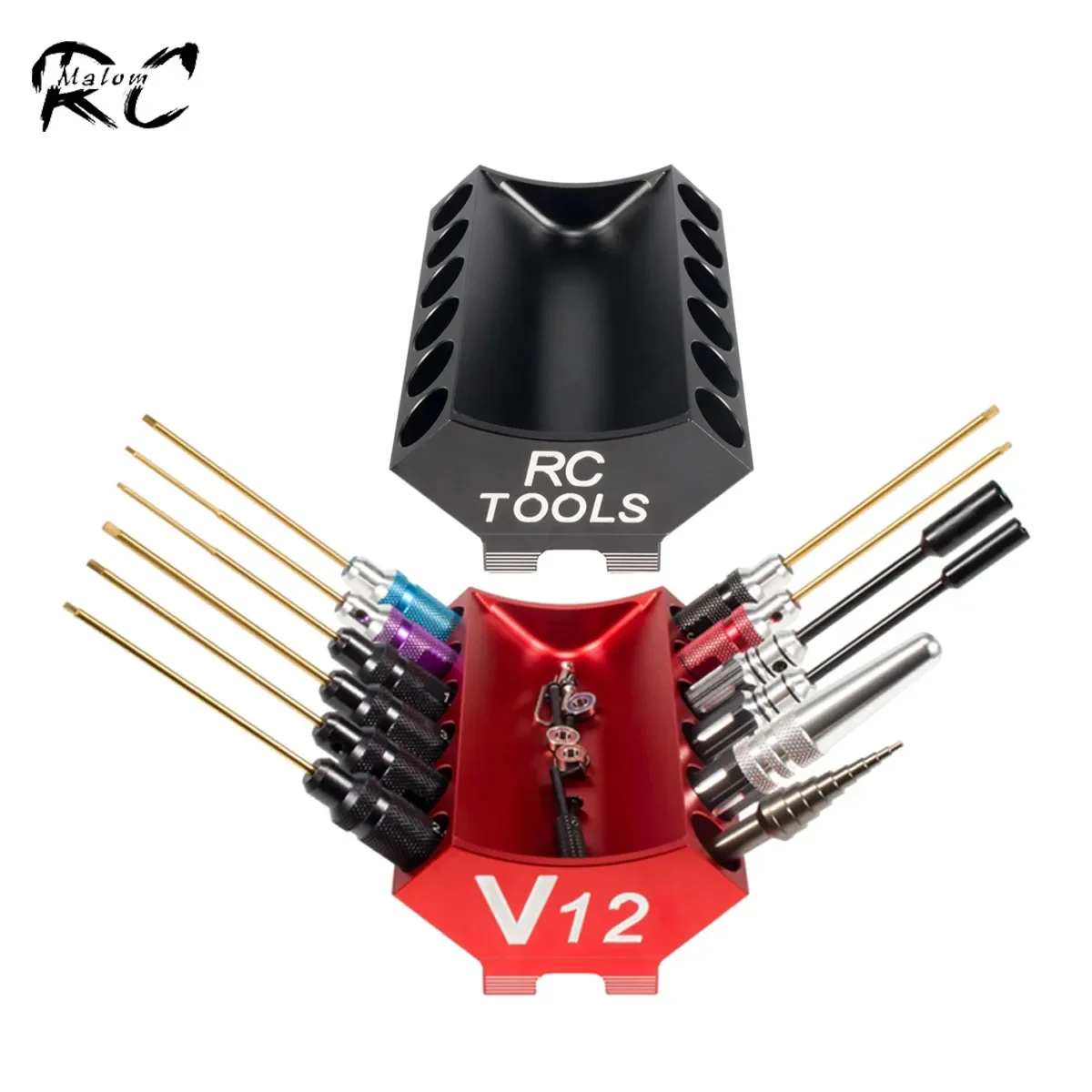 Aluminum Alloy V12 Engine RC Tool Screwdriver Place Support Screw Tray for Rock Crawler Drift Car Boat Airplane Drone Helicopter