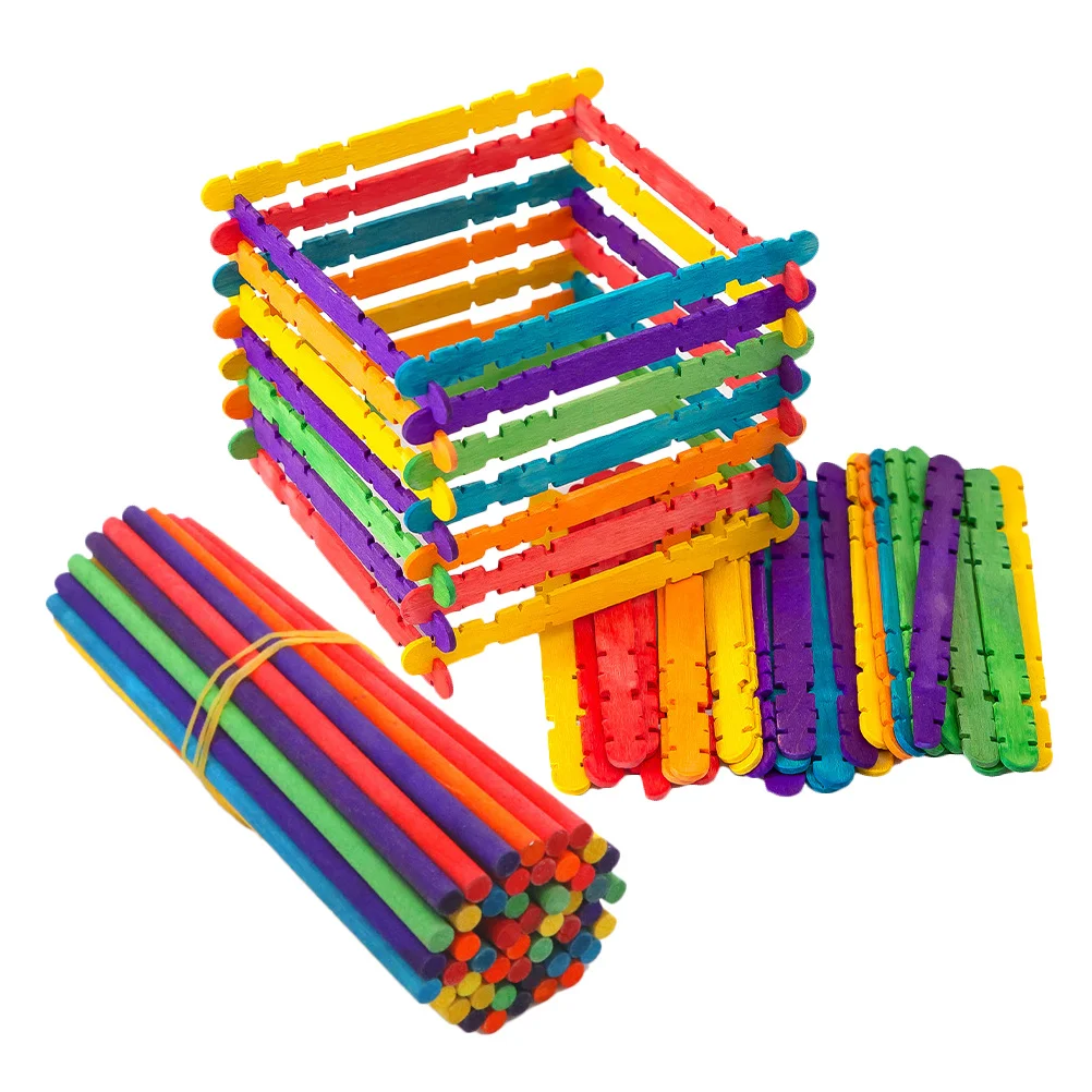 

80Pcs Colored Wooden Ice Cream Sticks Multi-Use Popsicle Sticks for Crafts Baking Party Wooden Stick Wood Stick