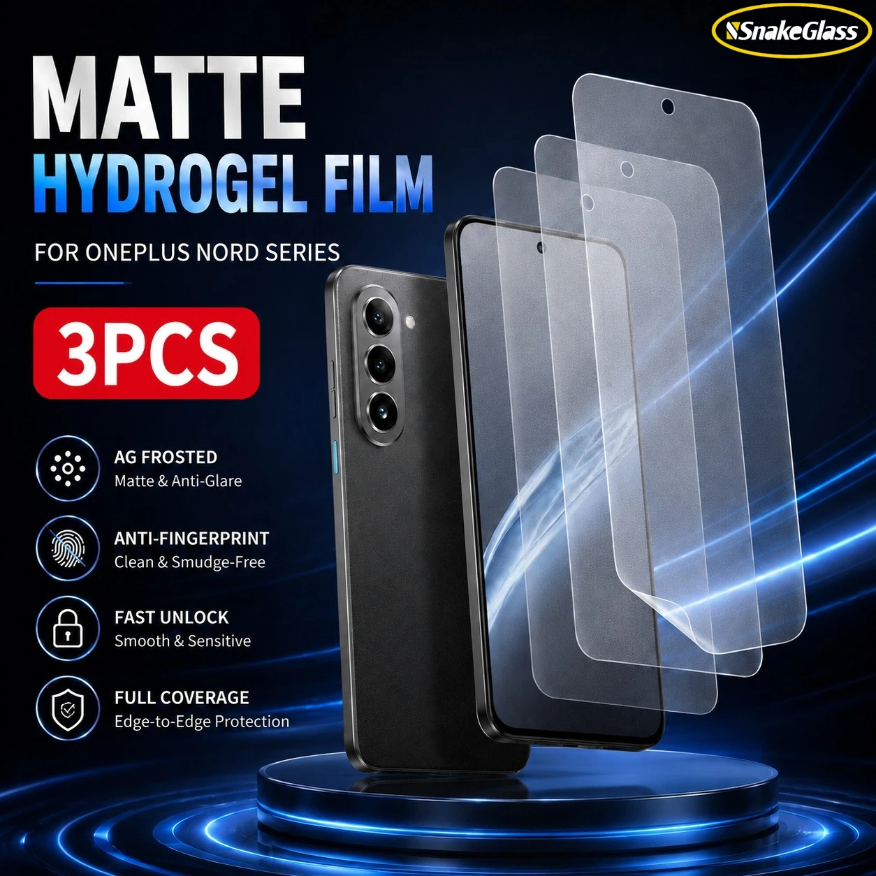 3PCS Matte Hydrogel-Folie für OnePlus Nord 5 4 3 2T CE 5 4 3 2 Lite N300 N30 N20 SE N10 5G Displayschutzfolie Anti-Fingerprint