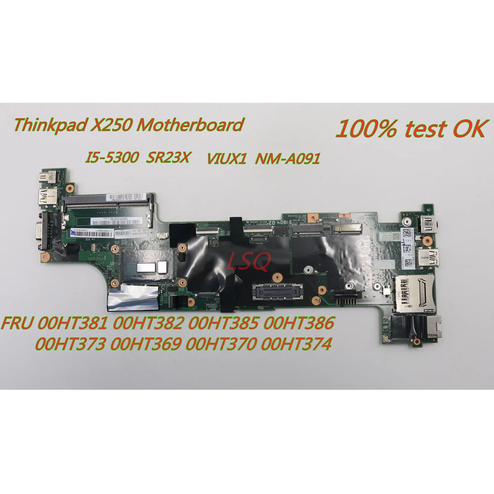 

For Lenovo Thinkpad X250 I5-5300 Laptop Motherboard FRU 00HT381 00HT382 00HT385 00HT386 00HT373 00HT369 00HT370 100% test OK