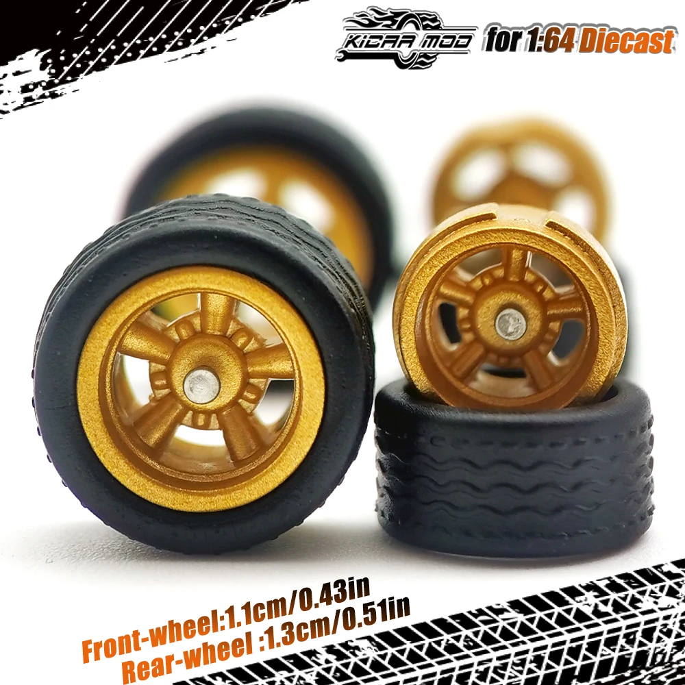 1/64 Modellauto-Räder mit abnehmbaren Gummireifen, Fünfspeichen-Umbauteile für Matchbox D:11mm+13mm 1 Set – Detail 12