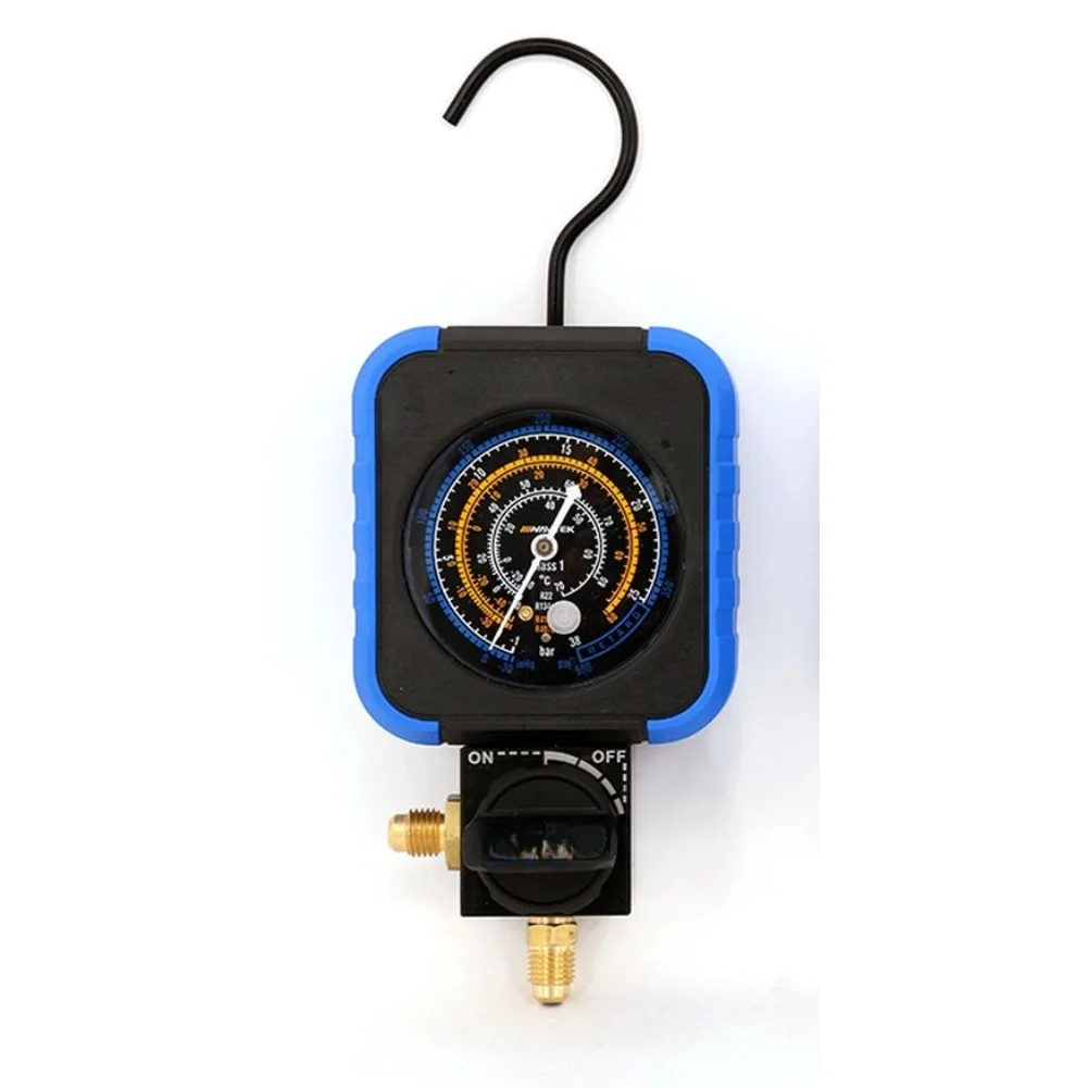 Alloy Coolant Gauge 1.0 Accuracy Class Anti Collision With Ball Valve For R22 R134a R410a Air Conditioning Pressure Testing Tool