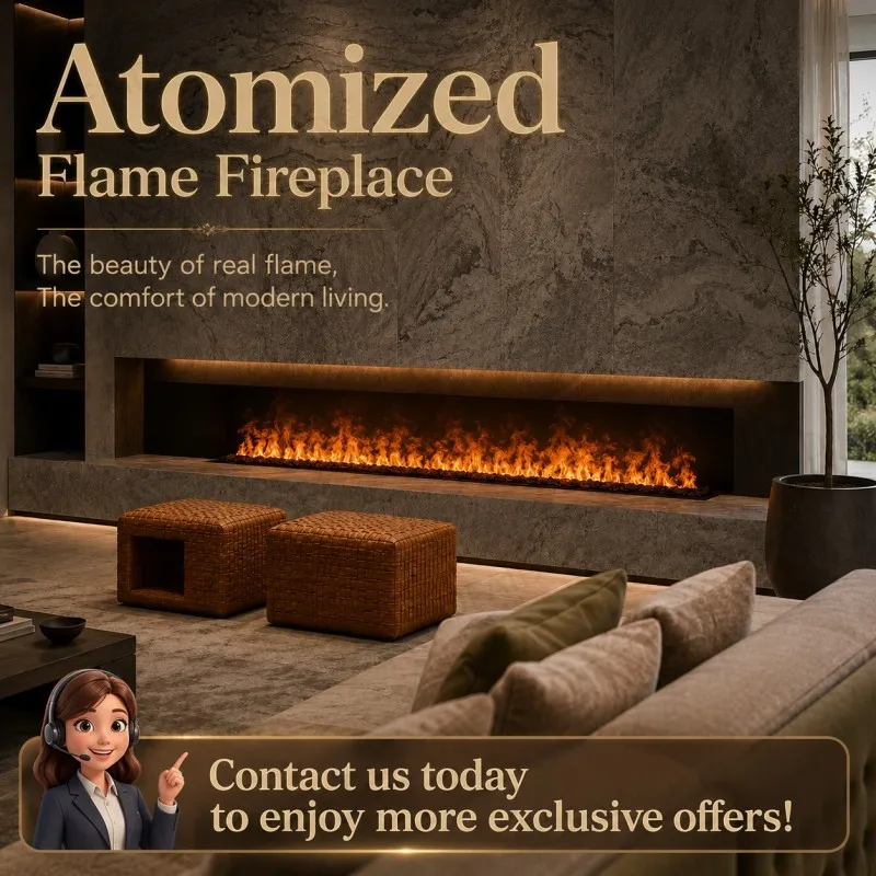 WOFAID 3D Water Vapor Electric Fireplace Камин 6L Large Tank 20H Runtime Smart APP Control Colorful Mist Flame Crackling Sound