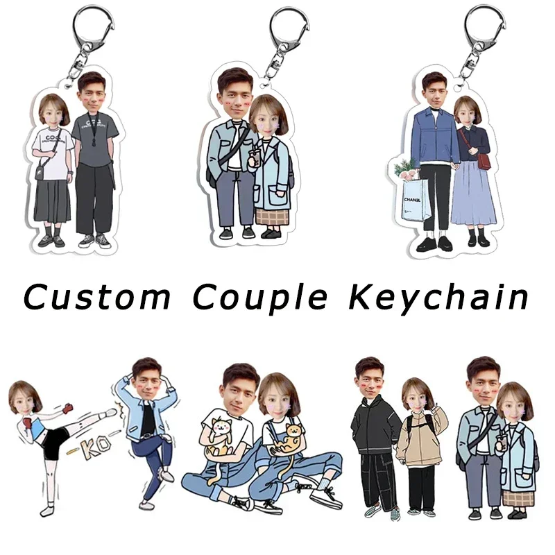 1PCs Custom Personal Keychain Lover Photo Key Chain Boyfriend Cute Pendant Backpack Accessories Decor Collect Gift