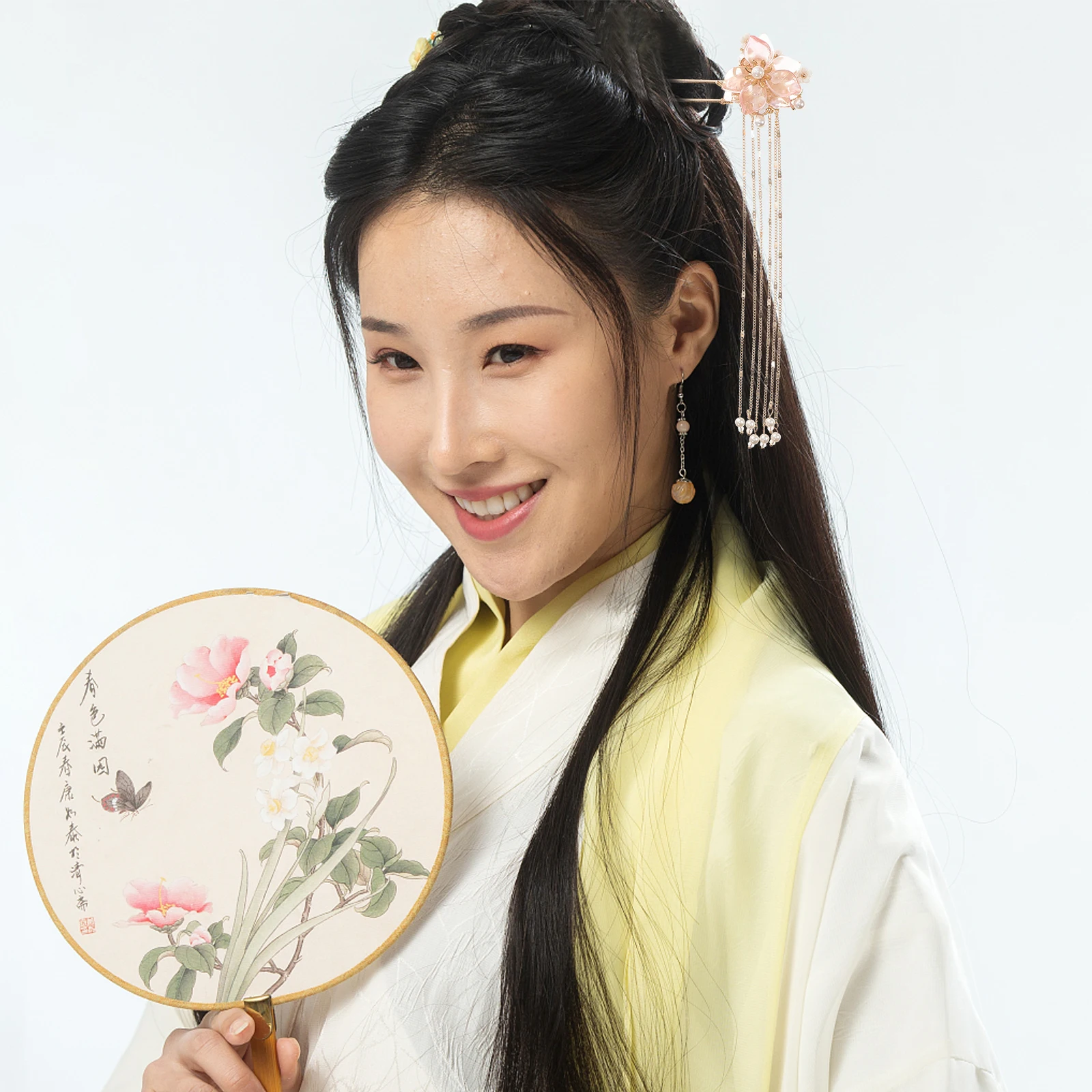 

Retro Hairpin Tassel Flower Design Vintage Alloy Headdress Accessories for Hanfu Hairstyle Fixing Smooth Edges