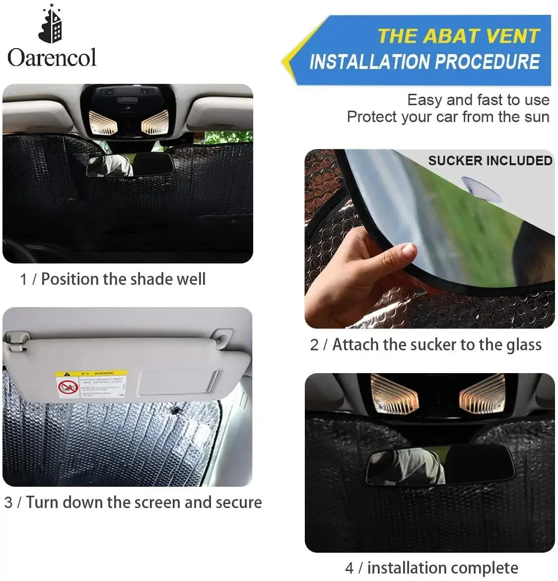 Oarencol-Dobrável Car Windshield Sun Shade, fofo quatro animais, UV Ray Sun Visor, vacas engraçadas, protetor do pára-sol, mantenha seu veículo