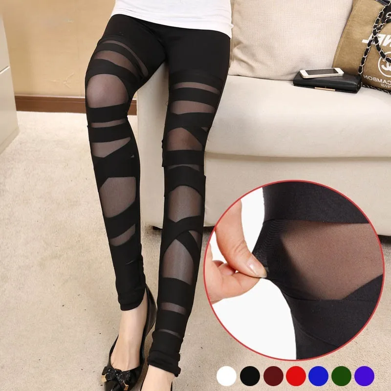 Ladies High Waist Mesh Women Leggings Fitness Breathable Push Up Leggings Y2K Girls Korean Fashion Casual Leggins