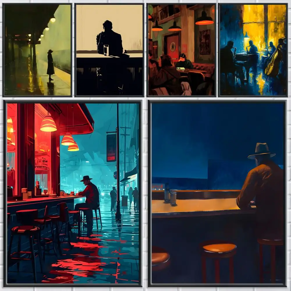 Póster de arte moderno E-Edward Hopper, arte de pared moderno, buen pegatina impresa en papel PP para decoración de sala de estar, oficina y Bar