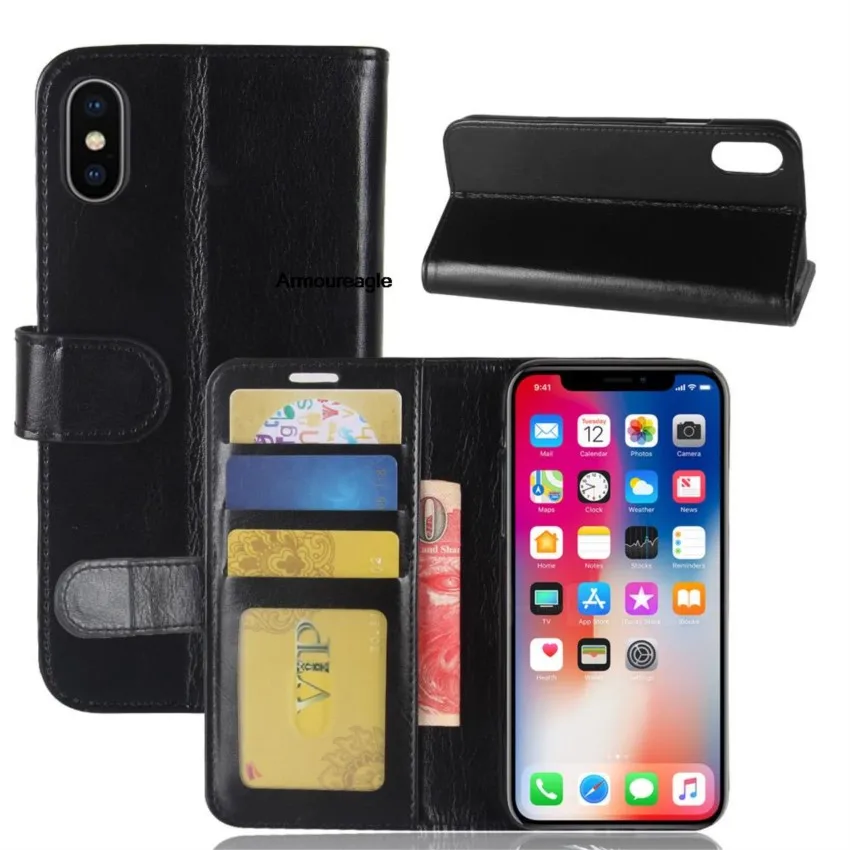 case for iphone x 10 cases wallet card slot book style flip leather covers protect cover black on for iphone10 iphonex iphone-x