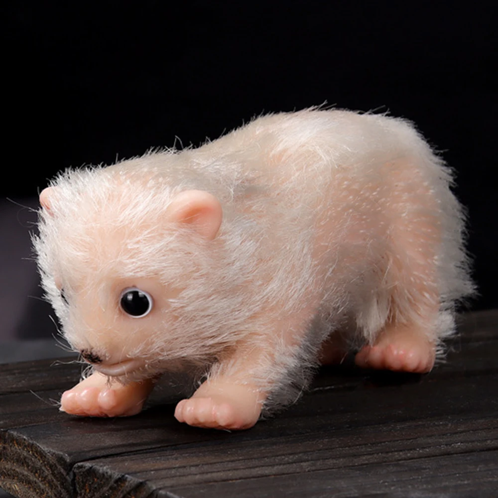 

Silicone Animal Soft Mini Realistic Polar Bear Stretchy Fake Animals Body Lifelike Reborn Doll for Kids Boy Girl adults Toys