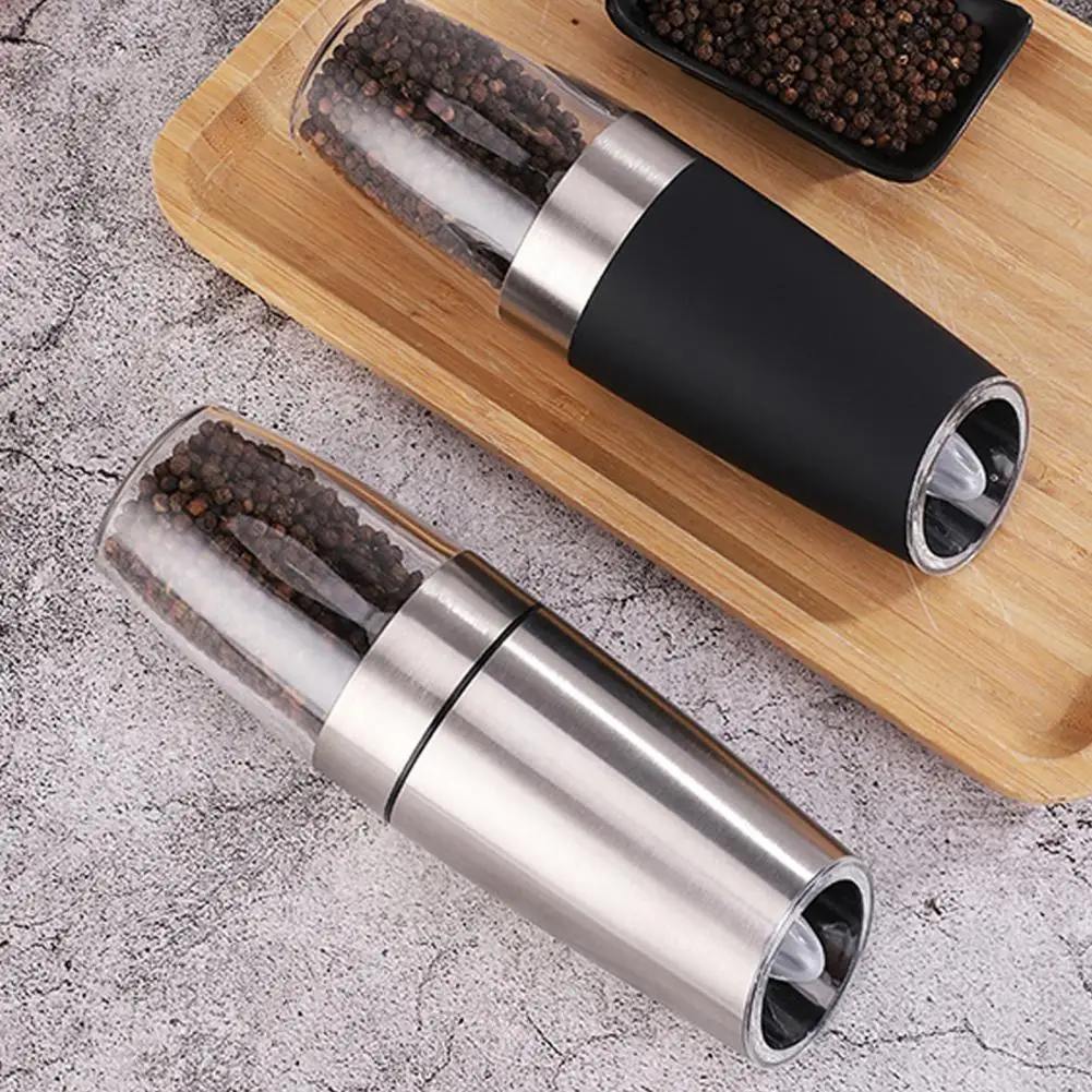 

Electric Salt Pepper Grinder Stainless Steel Electric Pepper Mill Battery Powered Electric Pepper Grinder for One handed