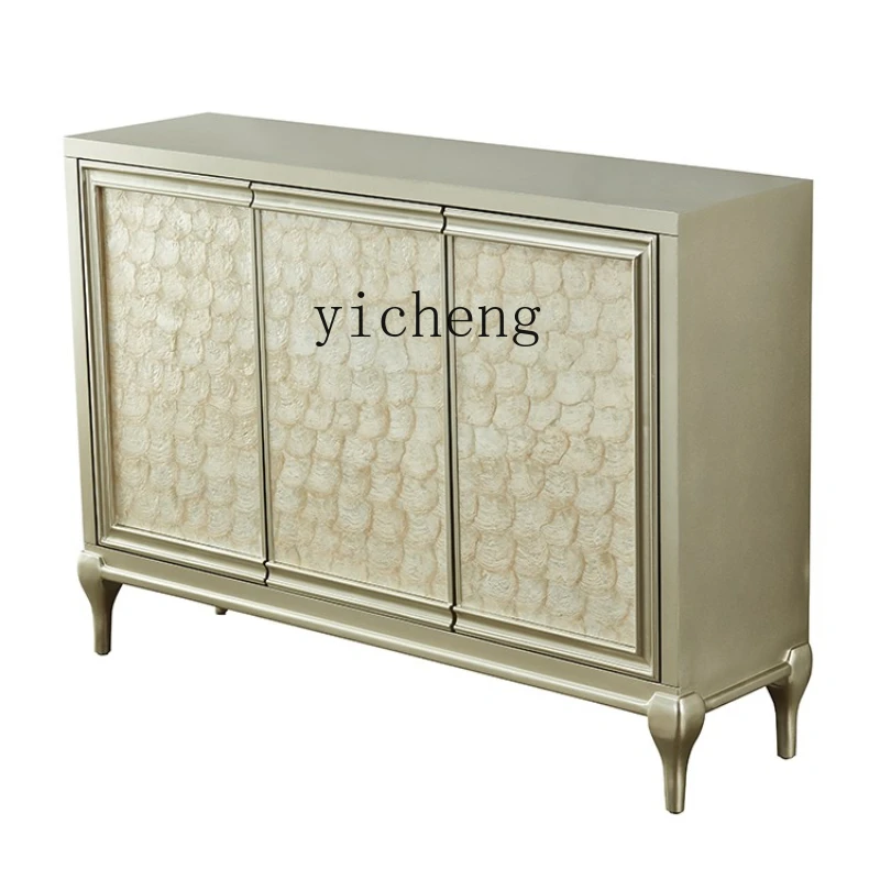 XL Dining Side Tea Cabinet Champagne Silver American Light Luxury Hallway Shell Shoe Cabinet Decoration