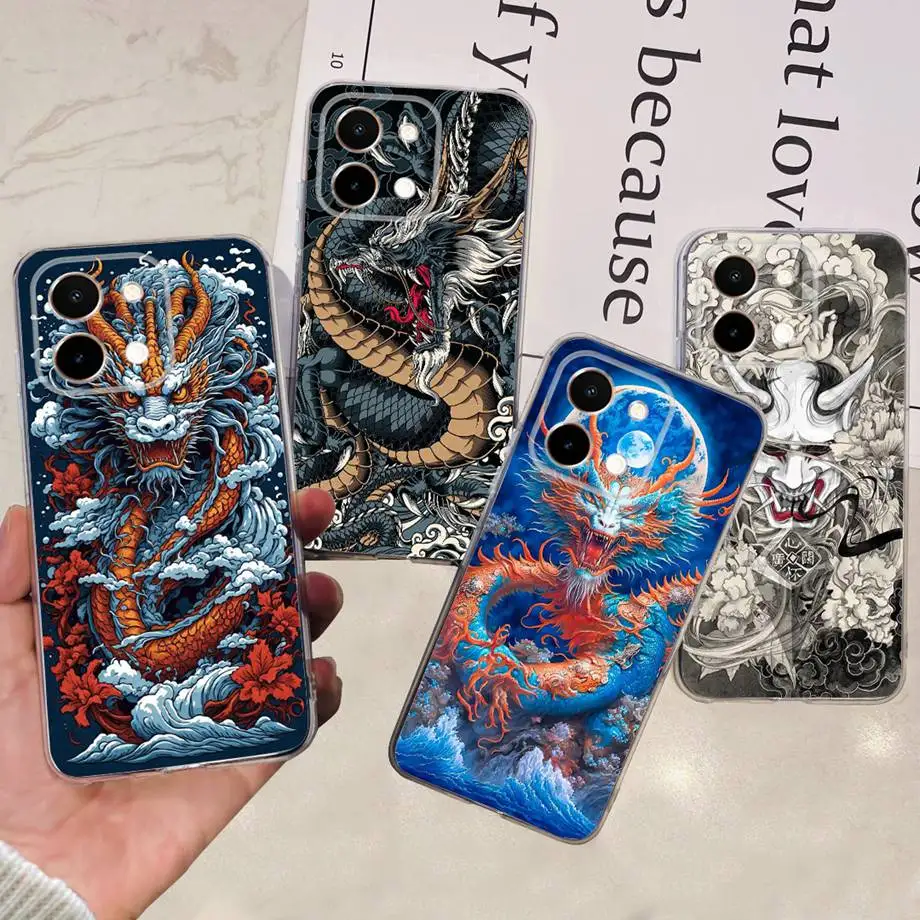 For Vivo Y28 4G Case Coque Clear Silicone Soft Back Cover For Vivo Y28 5G Y28s 5G Phone Bumper Coque Funda Dinosaur Cat Dragon image 3