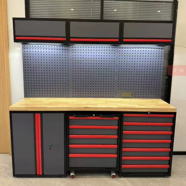 CYD Heavy Duty Garage Storage Combination Tool Cabinets Stainless Steel TopWorkshop Metal WorkBench Tool Bench Workstation