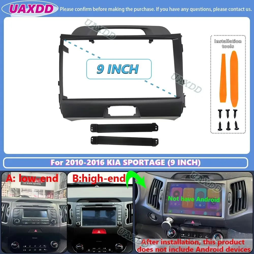 For 2010-2016 KIA SPORTAGE 9INCH 2 Din Car Stereo Radio Android Frame Panel Fascia Cable Video Harness Adapter Dashboard CANBUS
