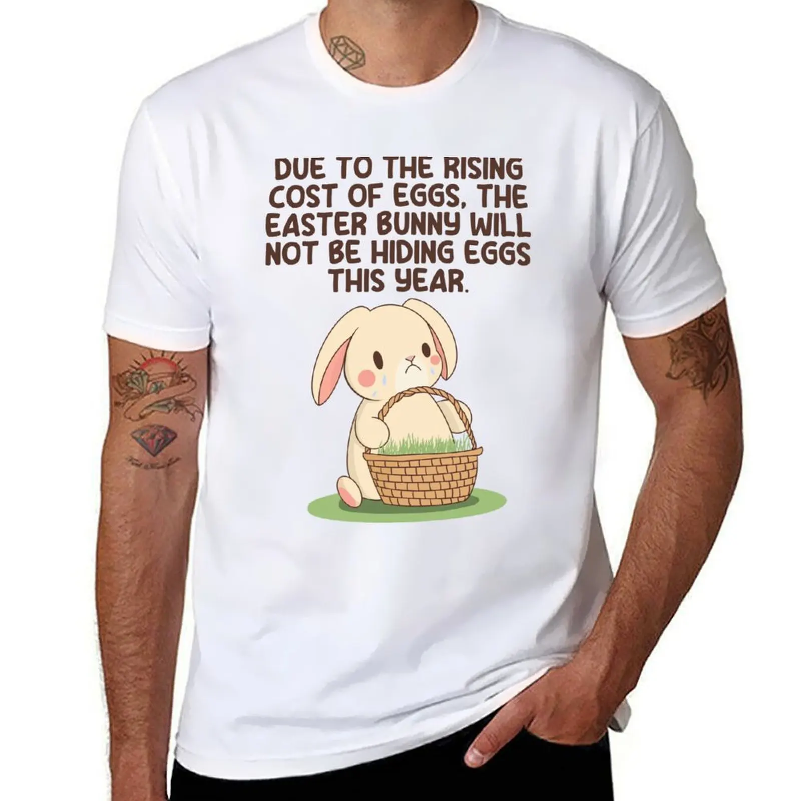 

Sad Easter Bunny Print T-Shirt man t shirt cotton high quality t shirts for man pack white T-Shirt