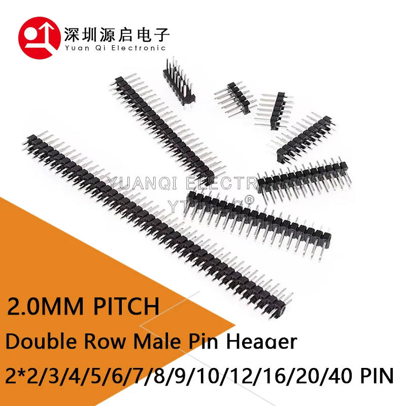 10PCS 2.0MM Dip 2*2/3/4/5/6/7/8/9/10/12/16/20/40/ PIN Double Row PIN HEADER MALE Strip Connector 2X/6P/8P/10P/20P/25P/30P/40P