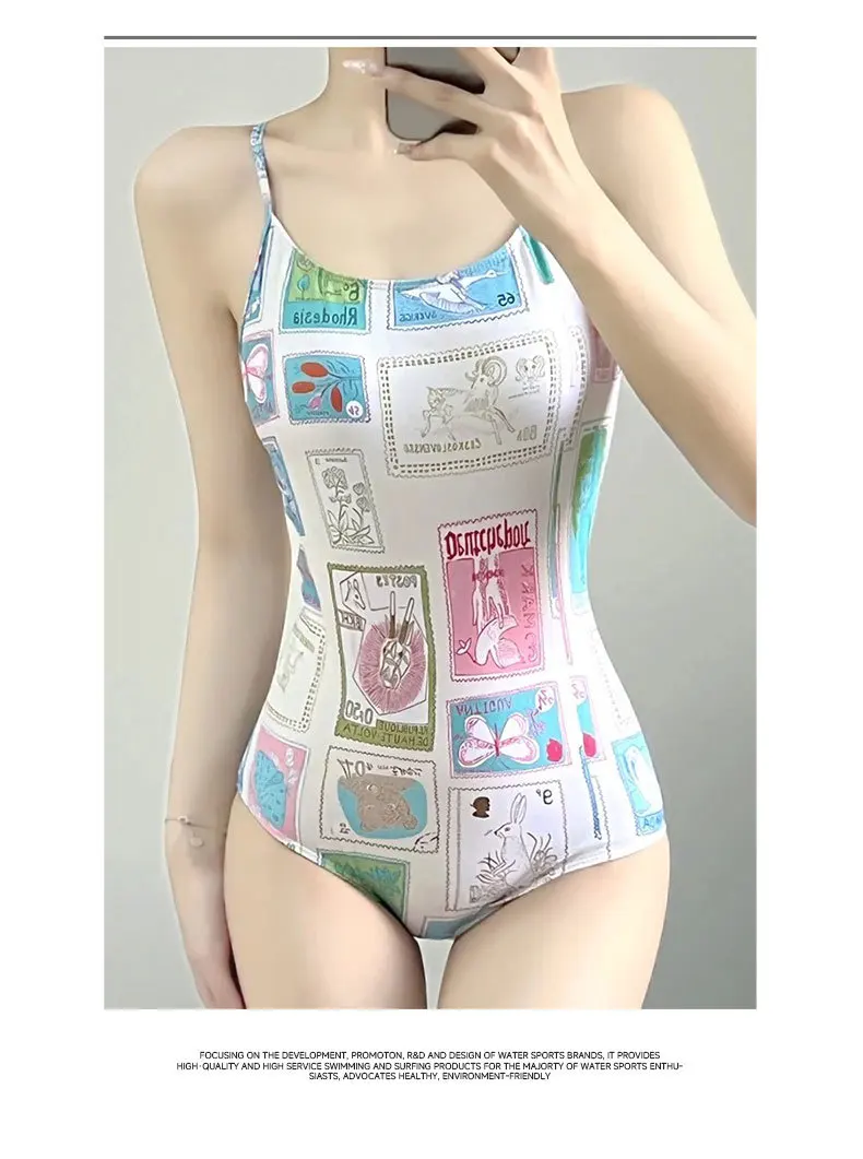 Women One Piece Digital Printed Outdoor WaterProof Surfing Beach SwimSuit Sexy Breathable Spandex Quick-Drying Bathing SwimWear