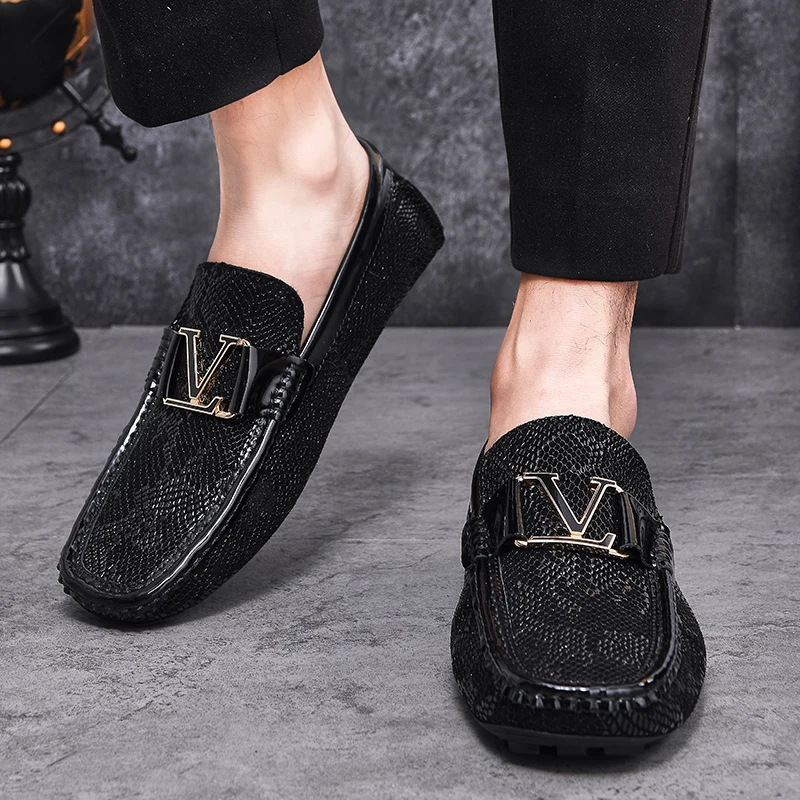 New Brand Men Natural Leather Shoes Casual Loafers Slip-on Business Dress Shoes Comfortable Driving Footwear Zapatos De Hombre