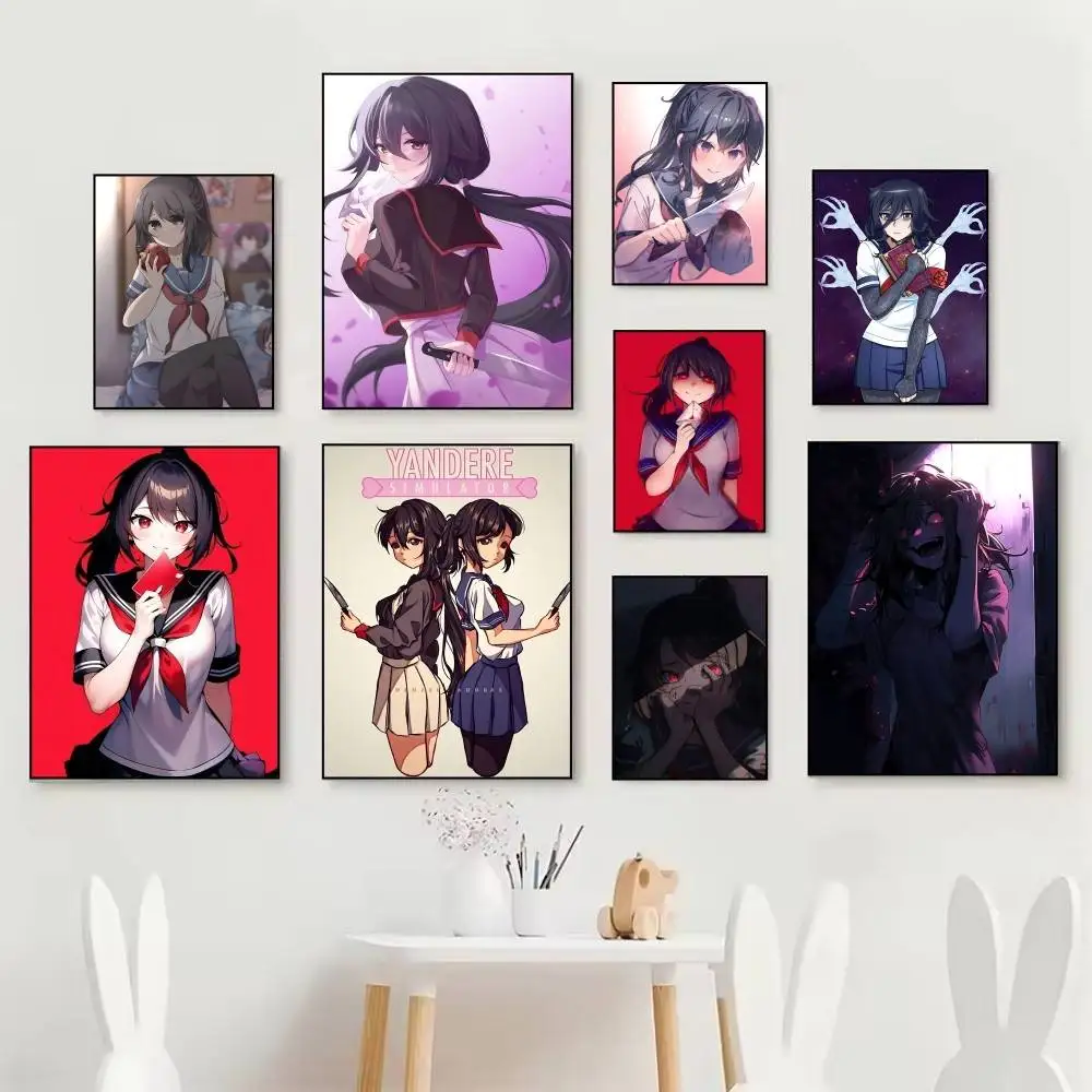 Video Game Y-Yandere S-Simulator Anime Posters Fancy Wall Sticker for Living Room Bar Decoration Wall Decor