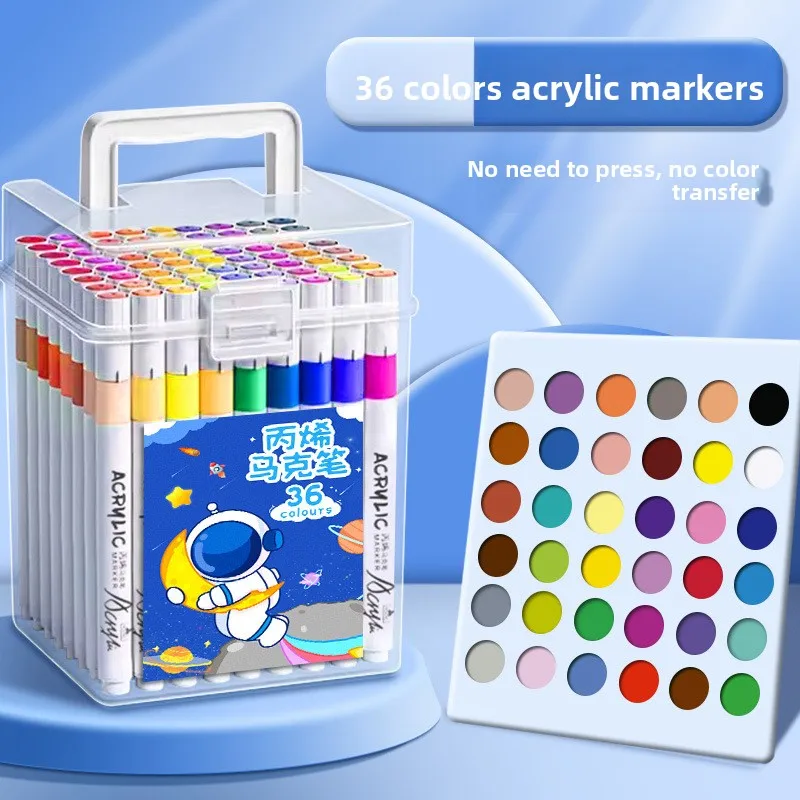 36 Colors Markers, Washable, Waterproof, Bleed-Proof, Layerable Colors, Art Supplies for Kids Students School Drawing Coloring