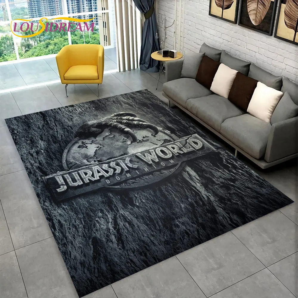 3D Cartoon Jurassic Park Dinosaur Area Rug Large,Carpet Rug for Living Room Bedroom Sofa Doormat Decor,Child Non-slip Floor Mat