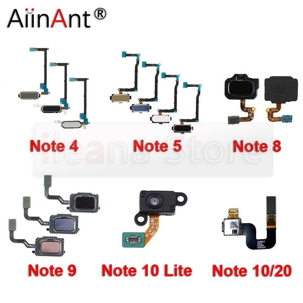 For Samsung Galaxy Note 4 5 7 8 9 10 20 Plus Lite Ultra Aiinant Home Button Touch ID Fingerprint Sensor Flex Cable