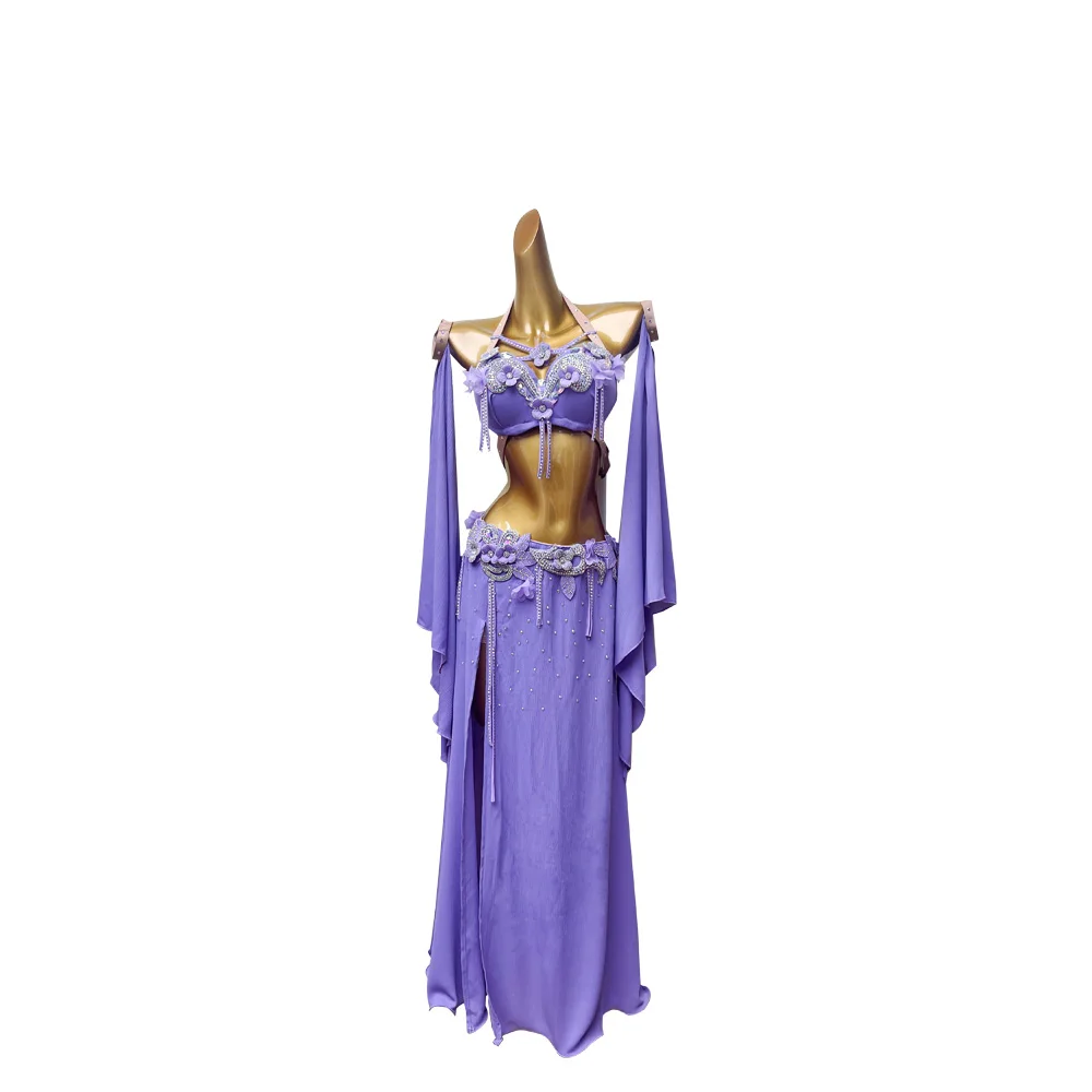 Traje de danza del vientre para mujer, nuevo estilo de traje de práctica de danza oriental para mujer