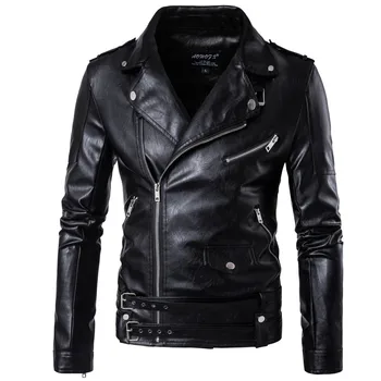 European fashion Punk men's leather dress Calipi motorcycle leather clothing Slim Fit Harley LEATHER JACKETS