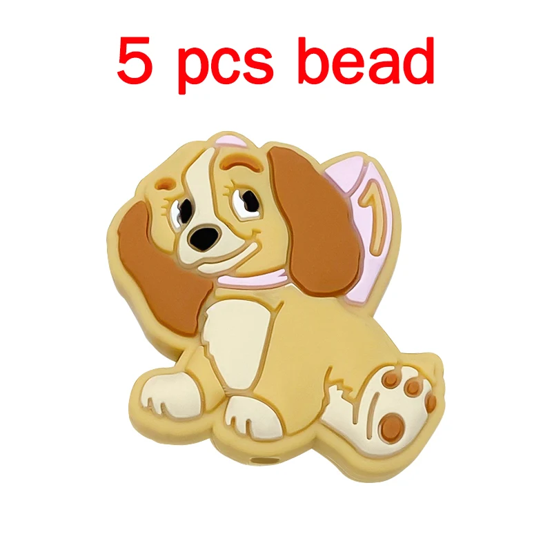 5 Stück Silikon-Schnullerketten mit Cartoon-Perlen für Babys, DIY-Pflege, Nippelketten-Ornamente, Zubehörteile