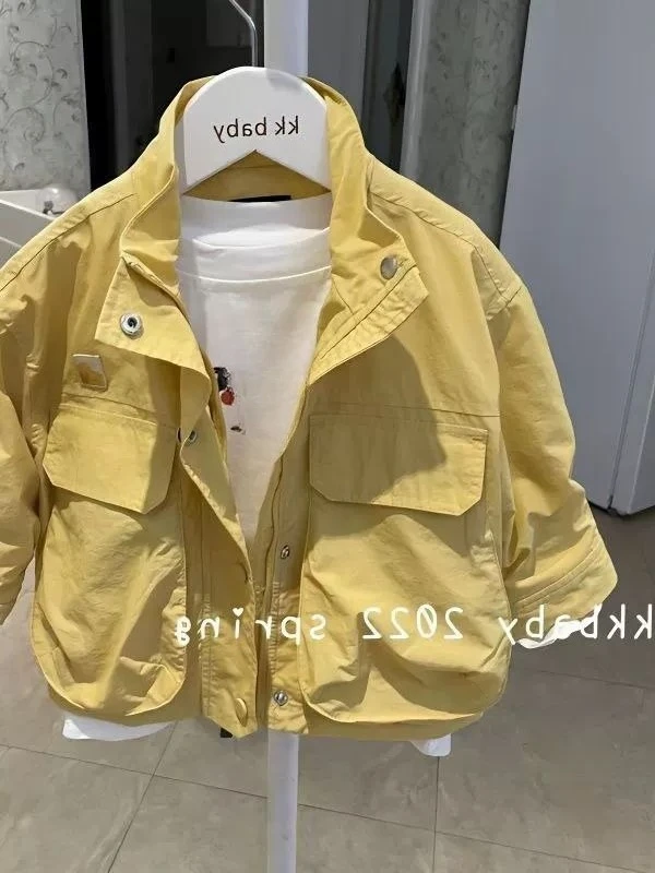 Kids Jacket Spring Boys Girls Same Simple Stylish Comfortable Solid Girls Casual Versatile Stand Collar Jacket