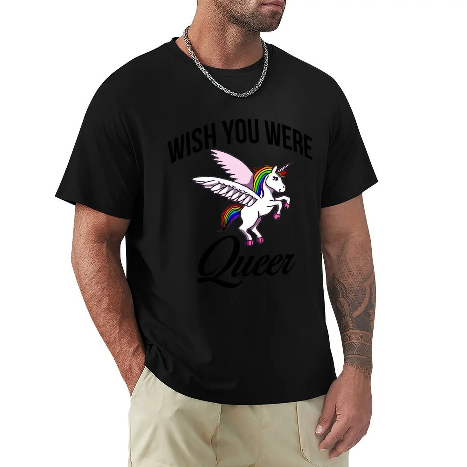 

Wish you were queer T-Shirt summer top anime stuff men t shirt