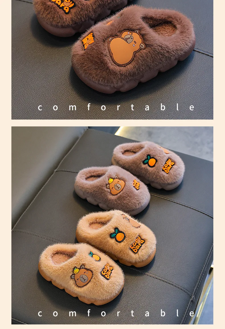 Capybara Winter Kinder-Plattform-Hausschuhe 2026 Modische Warme Plüsch-Eltern-Kind-Hausschuhe Rutschfeste Damen-Baumwollschuhe – Detail 15