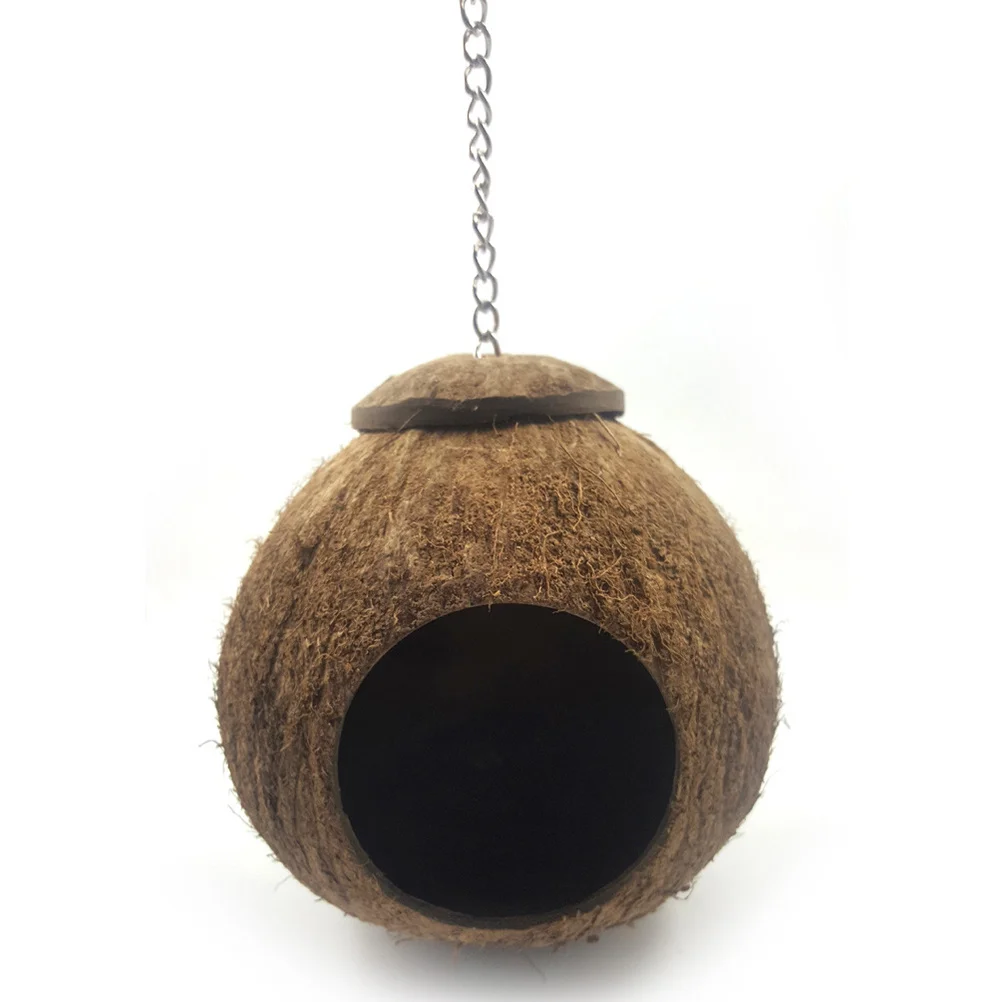 

1Pcs Natural Coconut Shell Nest Bird House Safe Cozy Breeding Home Fits Parakeets Small Pets Bird Nest