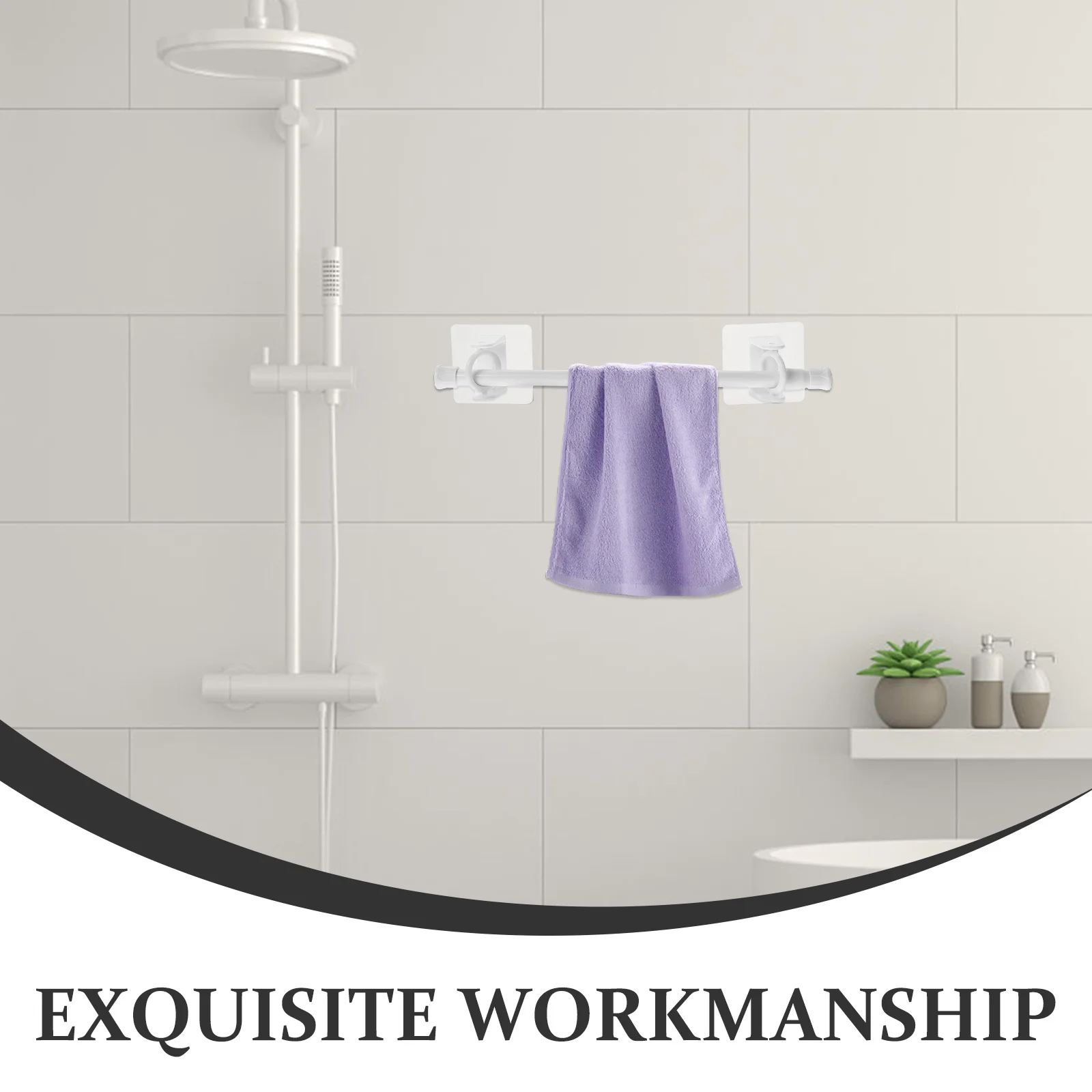 

1Set Telescopic Curtain Rod Wear-Resistant Corrosion-Proof Adjustable Pole for Bathroom Shower Clothes Drying Rack No Drilling