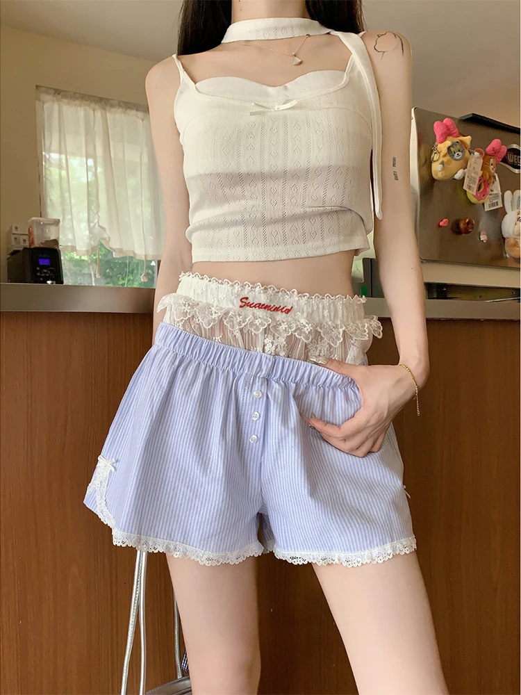 

Повседневные кружевные брюки-палаццо с высокой талией, прямые, в корейском стиле, для офиса, женские, весна-лето, новинка