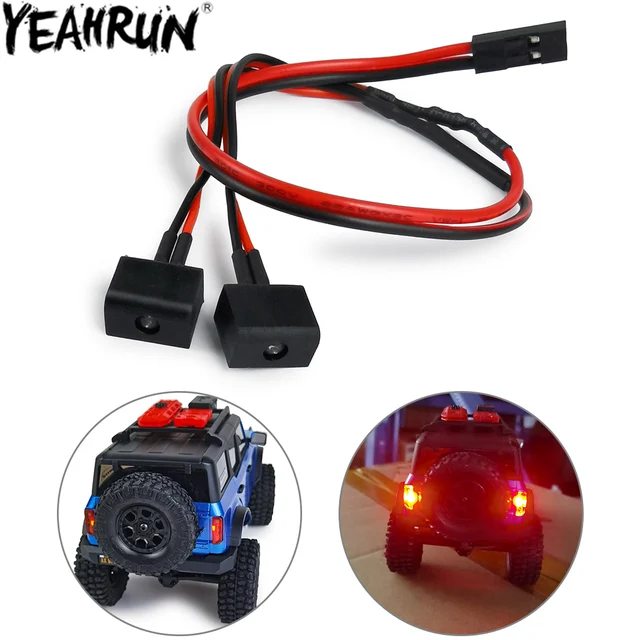 YEAHRUN 1 para tylne światło symulowane lampy dekoracyjne dla Axial SCX24 AXI00006 Ford Bronco 1/24 gąsienica RC części do modernizacji samochodu