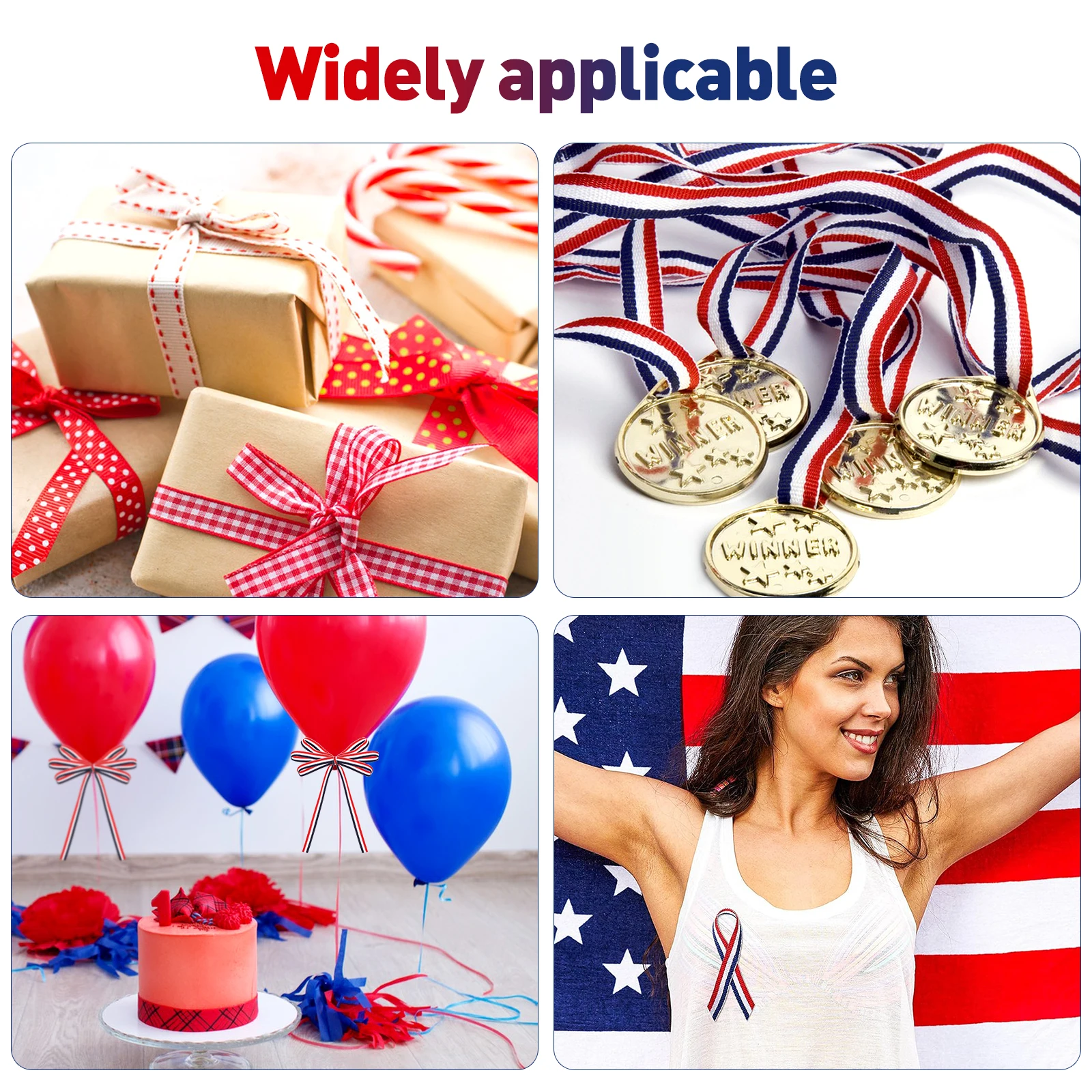 

50M 1Cm Polyester Stripes Ribbon For Wedding Sewing Crafts Gift Wrapping Red White Navy -Friendly Durable Fabric Ribbon