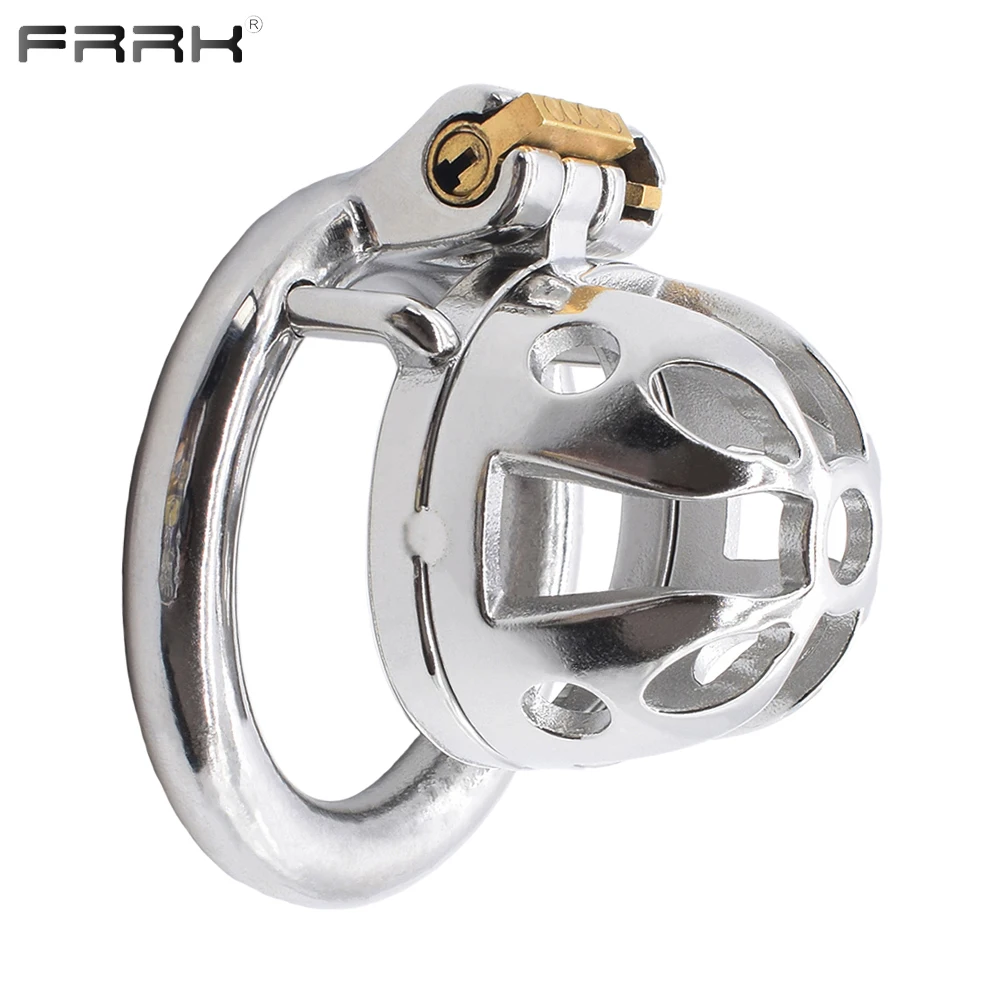 FRRK Small Chastity Cage with Silicone Urethral for Men Adult Supplies Penis Rings Sex Stocking Intimate Products BDSM Toy