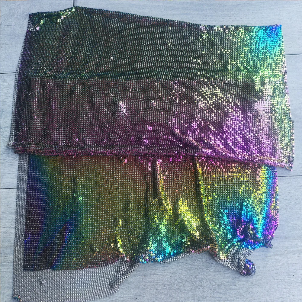 45*30CM Bling Metal Mesh Fabric Metallic Cloth Sequin Sequined Fabric DIY Doll Belt sewing cloth dress Home Decoration Curtain