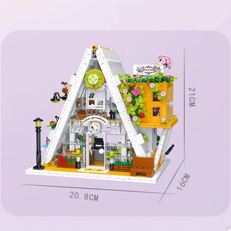 Creative Expert Modular Buildings MOC XMORK Flower Shop Coffe Home House Ecological Park Model Building Blocks Brick Puzzle Toys