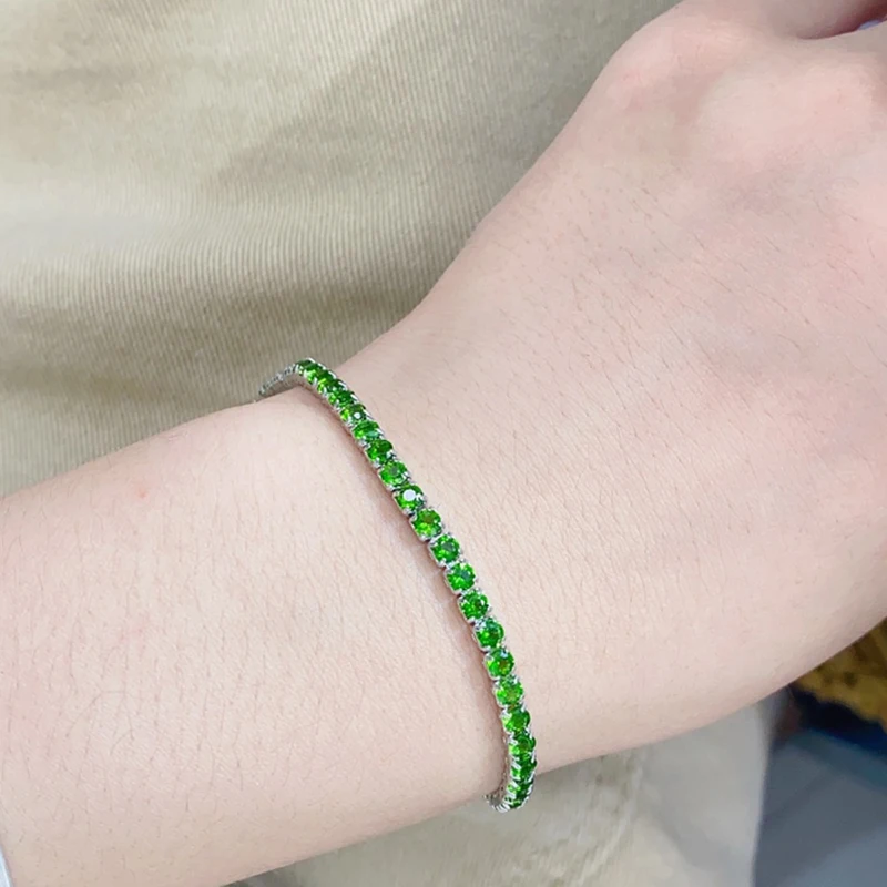 

Natural Diopside Bracelet for women silver 925 jewelry luxury gem stones 18k gold plated free shiping items