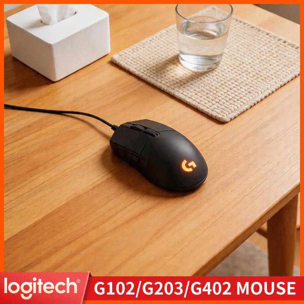 Logitech G203 Wired RGB Gaming Mouse 8000 DPI Sensor 6 Buttons On-Board Memory 1000Hz Polling Ergonomic Design Comfortable