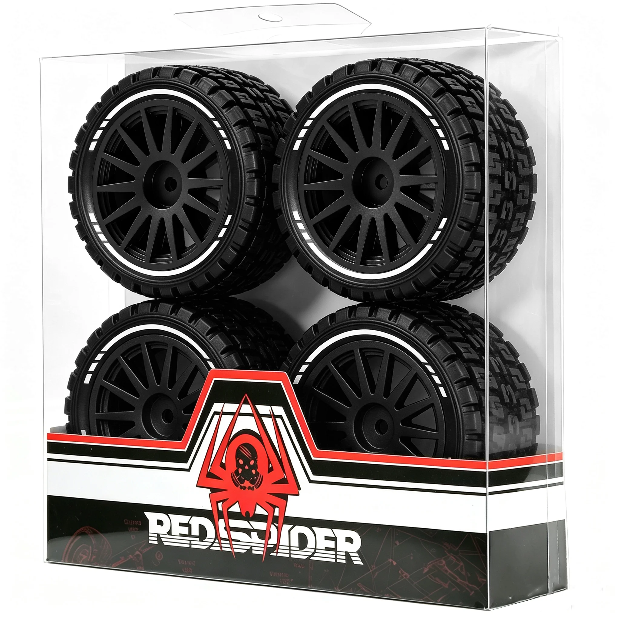 RED SPIDER 4Pcs 1/10 RC Rally Rubber Tire Plastic Wheel Set Gravel Tyres For 1/10 RC On-Road Rally Truck HSP WLtoys Tamiya