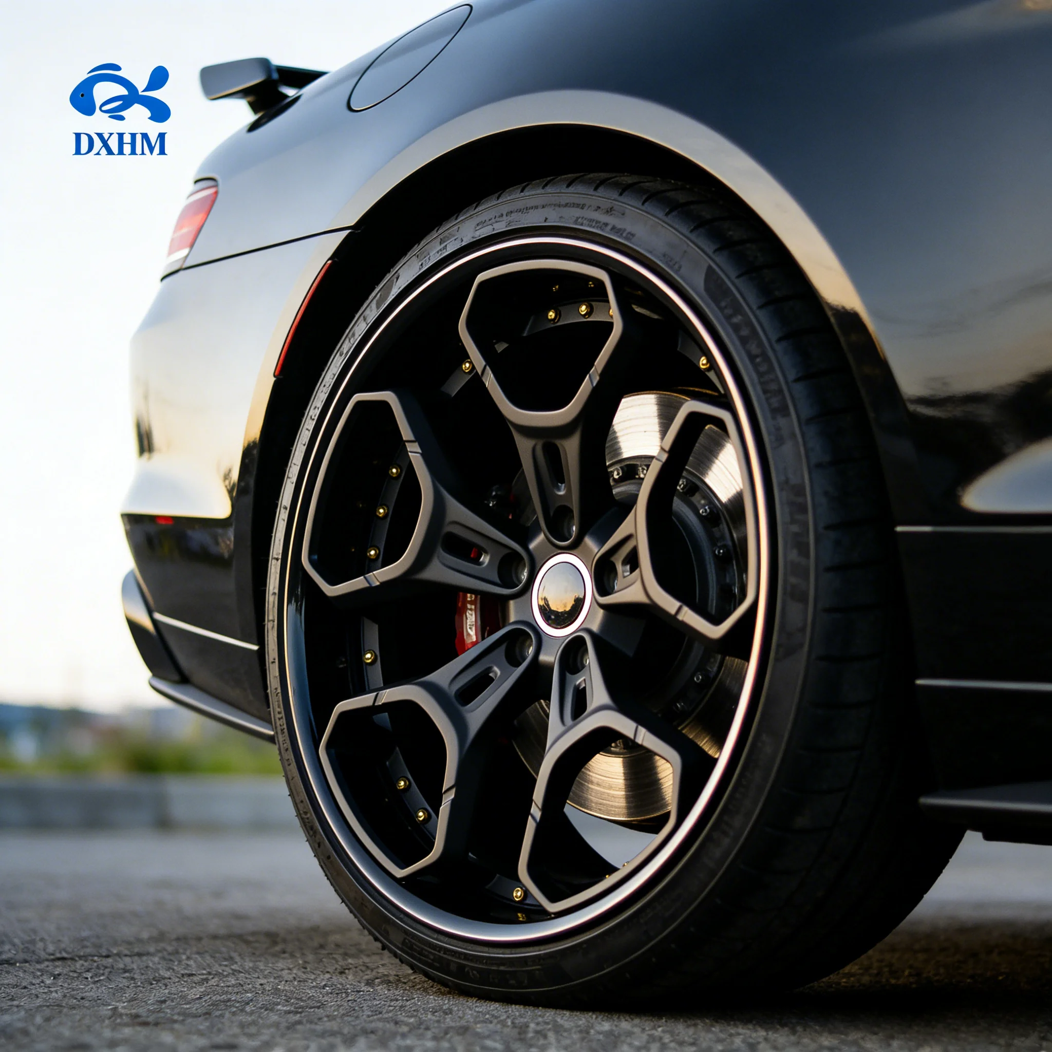 19-24 Inch Matte Black Deep Lip Forged Alloy Wheels 22x12J 5x112 5x130 Gold Rivets Custom Concave Rims for Super Cars